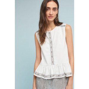 NEW $198 Anthropologie Embroidered Peplum Tank By Flannel Size 2 Z339-23